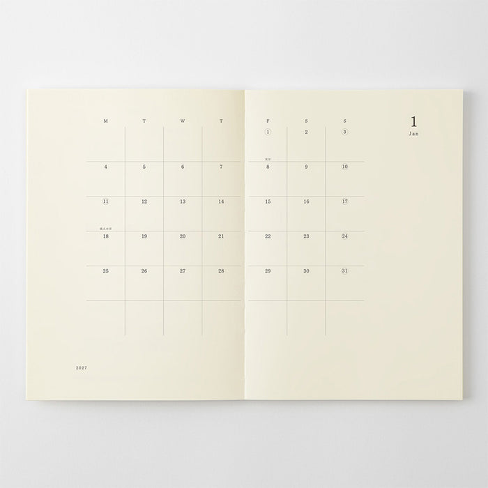 Midori MD Notebook Diary 2027 - A5 Thin -kalenteri