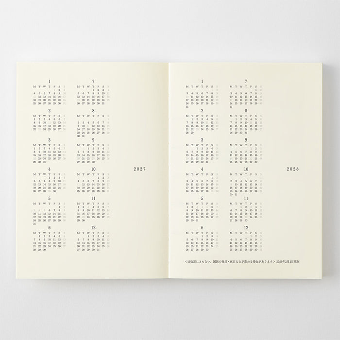 Midori MD Notebook Diary 2027 - A6 -kalenteri