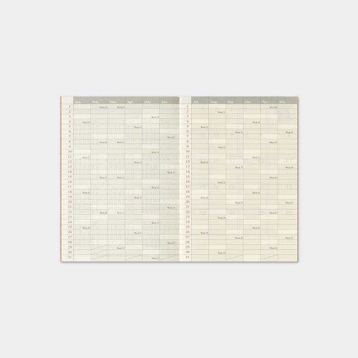 Traveler's Company 2027 - Monthly Diary Refill (Passport)