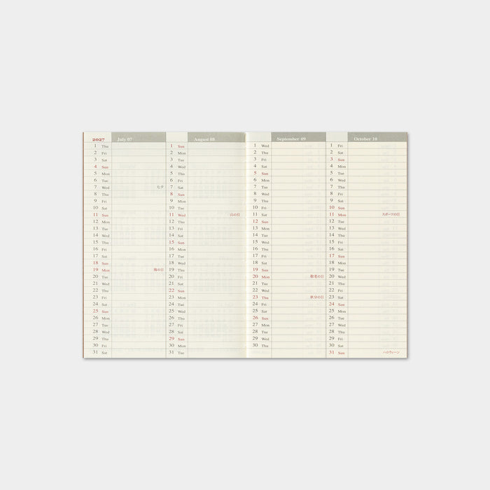 Traveler's Company 2027 - Weekly Diary Refill (Passport)