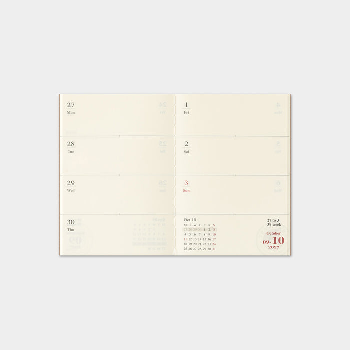 Traveler's Company 2027 - Weekly Diary Refill (Passport)
