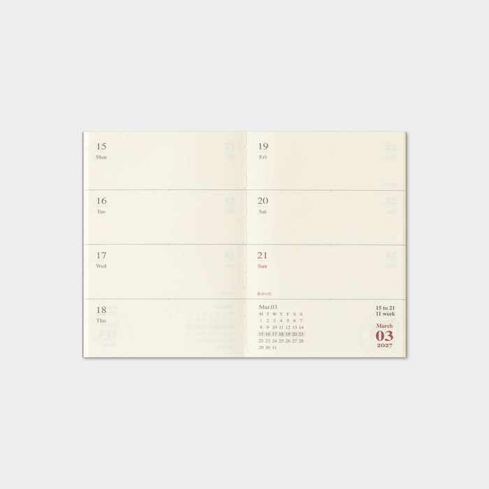 Traveler's Company 2027 - Weekly Diary Refill (Passport)