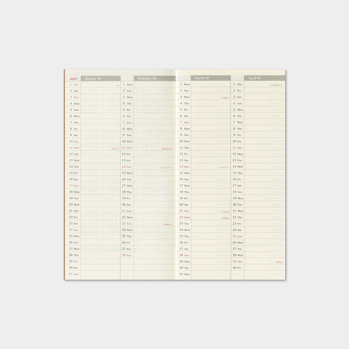 Traveler's Company - Weekly Diary Vertical Refill 2027 (Regular)