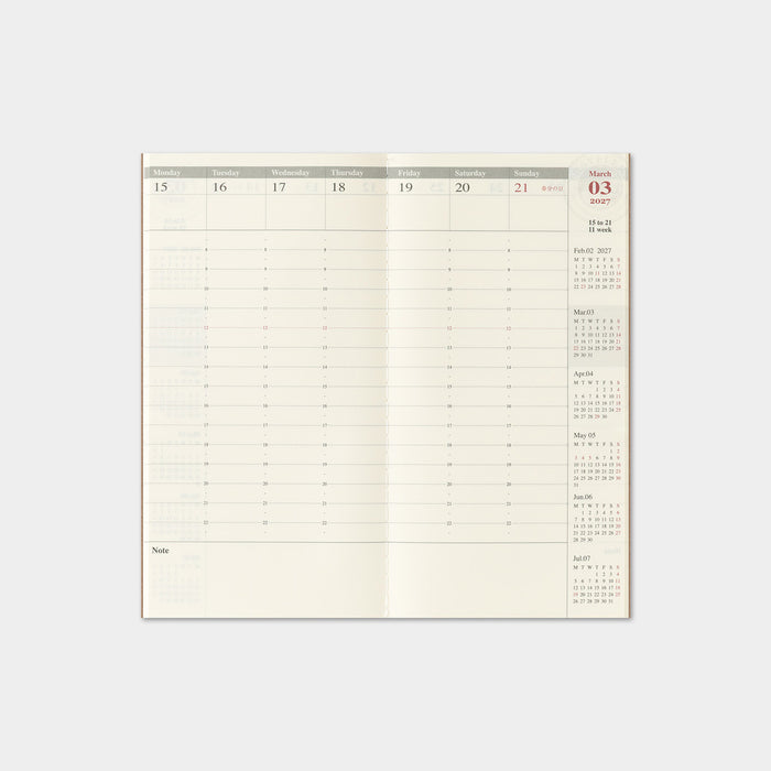 Traveler's Company - Weekly Diary Vertical Refill 2027 (Regular)