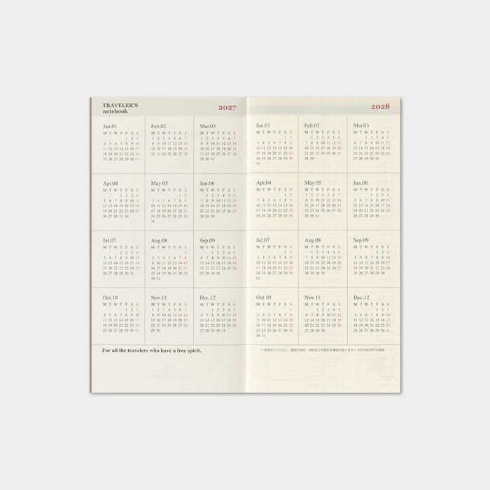Traveler's Company - Weekly Diary Vertical Refill 2027 (Regular)