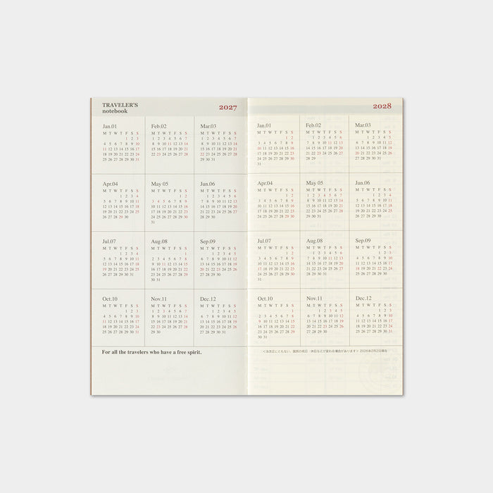 Traveler's Company 2027 - Weekly + Memo Refill (Regular)