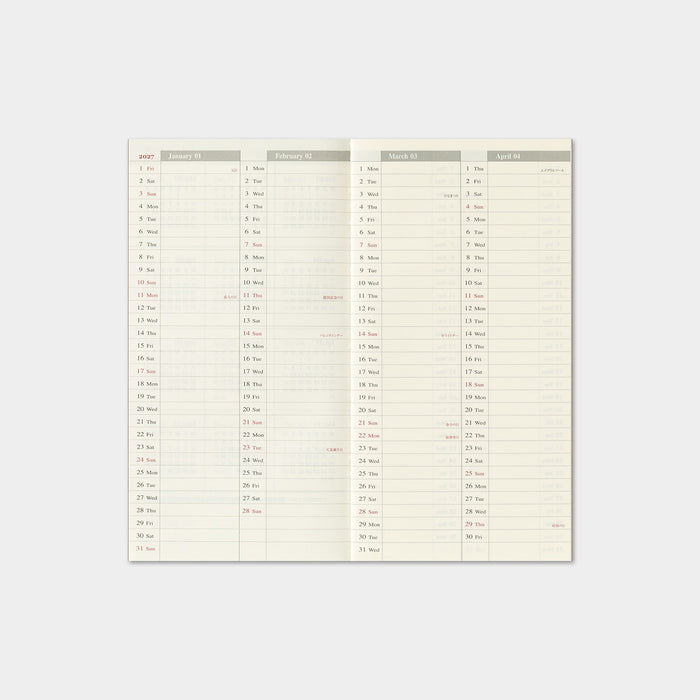 Traveler's Company 2027 - Weekly + Memo Refill (Regular)