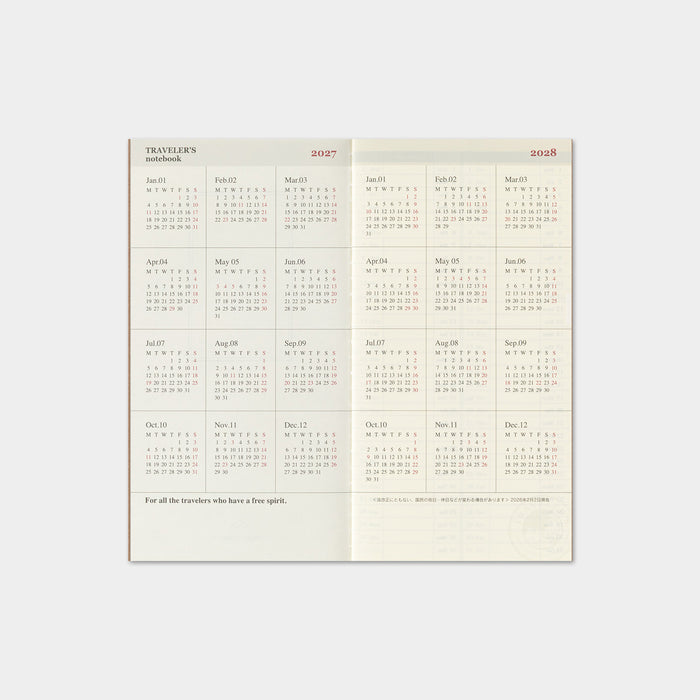 Traveler's Company 2027 - Weekly + Memo Refill (Regular)