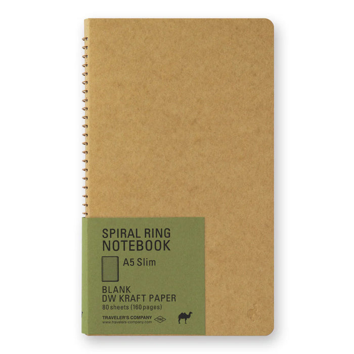 Traveler's Company Spiral Ring Notebook - A5 Slim Blank DW Kraft Paper