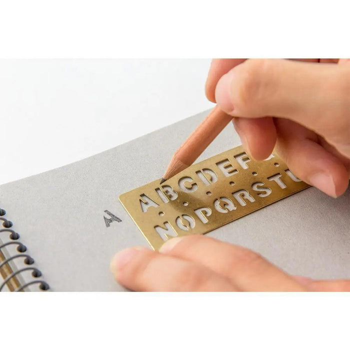 Traveler's Company Brass Template Bookmark Alphabets
